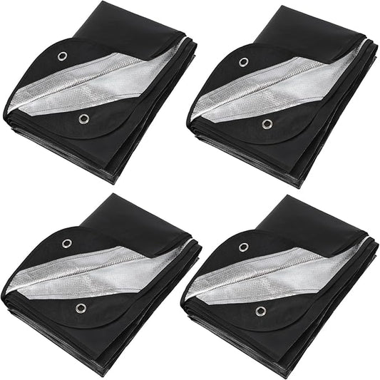 RedSwing 4 Pack Emergency Blankets, Waterproof Survival Thermal Tarp, Multipurpose Reflective Insulated All Weather Blankets for Camping Hiking, Black