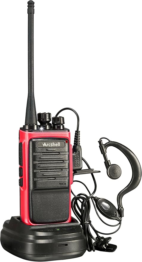 Rechargeable Long Range Two-way Radios with Earpiece 2 Pack Arcshell AR-6 Walkie Talkies Li-ion Battery and Charger included