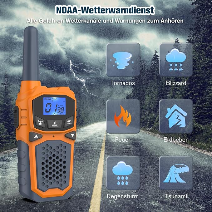 Rechargeable Walkie Talkies for Adults Two Way Radios for Outdoors USB Rechargeable Long Range 22 Channel Adapter, Charger, Battery Included with NOAA & Weather Alerts
