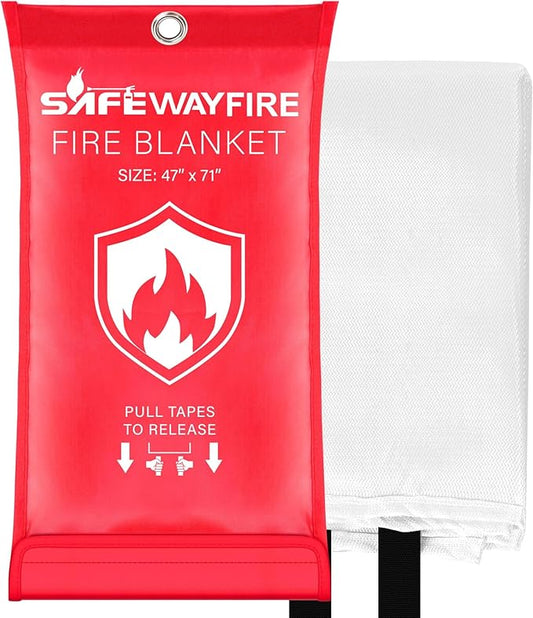 Safewayfire Emergency Fire Blanket - 1 Pack, 47'' x 71'' Fire Suppression Blanket for Kitchen, Fireproof Fiberglass Blanket for Home Safety, Swift Safe Fiberglass Fire Blankets