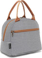 FlowFly Insulated Lunch Cooler Bag - Tote Bag Organizer for Women/Men, White & Black Stripe