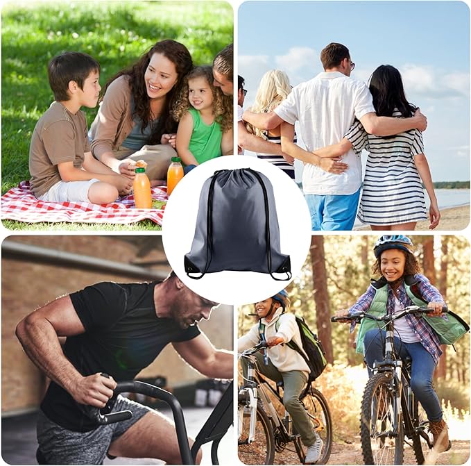 KUUQA 25Pcs Gray Drawstring Bags - String Backpacks for Gym, Sport, Traveling