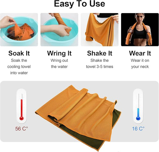 Cooling Towels 6Pack,Ice Towel for Neck and Face,Soft Breathable Chilly Microfiber Towel for Hot Weather,Camping,Workout,Sports,Yoga,Golf,Gym,Fitness