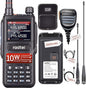 Radtel RT-470 10 Watt Tri-Band Radio 144-148/420-450/1.25M 256CH Air Band Walkie Talkie Long Range Handheld NOAA FM Radio Receive 2800mAh USB-C Battery.