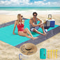 Beach Blanket Sandproof Extra Large Beach Mat Adults Waterproof Quick Drying,Big & Compact Sand Free Mat,Lightweight & Durable with 4 Stakes for Travel Camping Hiking Picnic (Green/Gray)