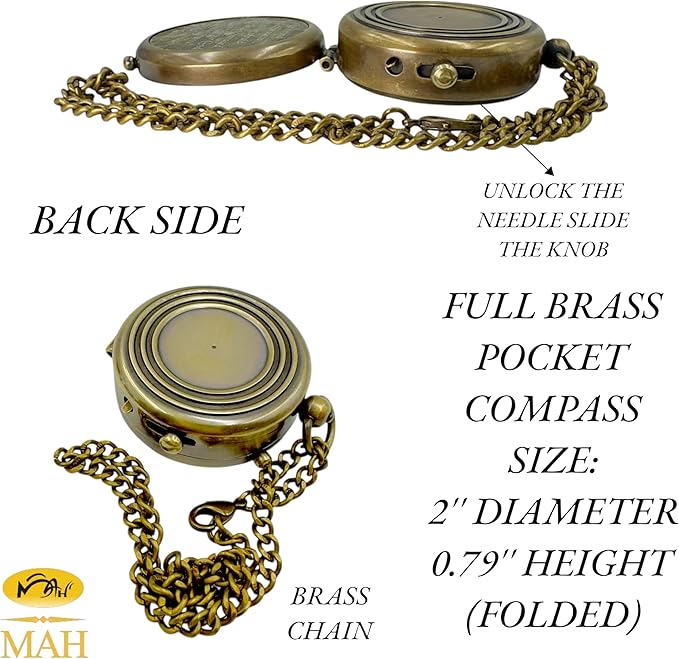 True North Compass – Go Confidently in The Direction of Your Dreams – Embossed Brass Compass – Graduation, Confirmation, Birthday, Motivational Gift for Him, Her, Students, Boys, Girls, High School