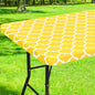 Smiry Rectangle Picnic Table Cover, Waterproof Elastic Fitted Camping Tablecloths for 6 Foot Tables, Wipeable Flannel Backed Vinyl Tablecloth Protector for Indoor, Outdoor (Yellow, 36x72 Inches)