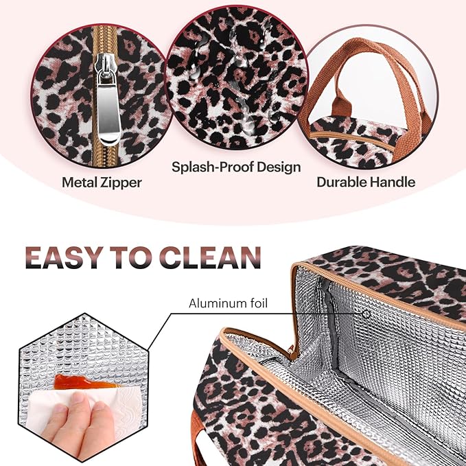 Lunch Bag for Women & Men Adult Insulated Lunch Box, Small Leakproof Cooler Food Lunch Containers Reusable High Capacity Lunch Tote Bags for Work, Travel, Outdoor (Black Panther)