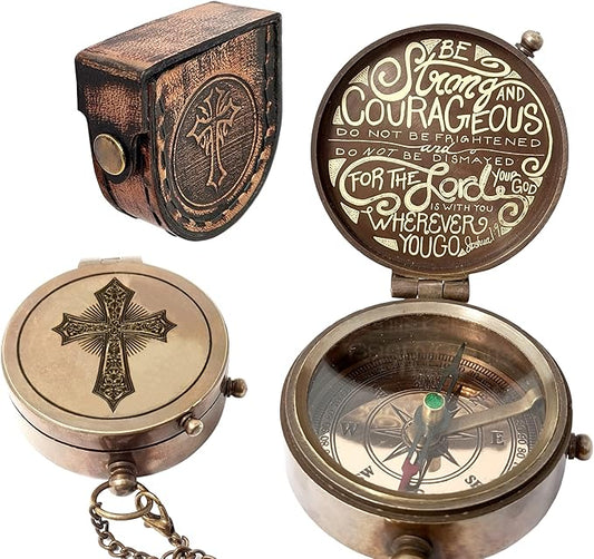 Brass Nautical - Brass Compass Engraved Gift for Son, Grandson, Daughter, Baptism, Confirmation Communion Godson Church Graduation Day