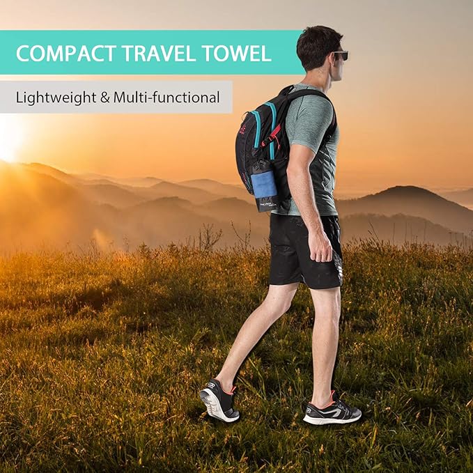 Your Choice Microfiber Travel Towel, Fast Drying Towel for Camping, Travel, Beach, Gym, Backpacking, Sports and Swimming. Sweat Absorbent, Lightweight and Ultra Compact
