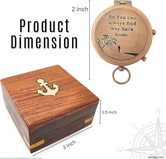 Voyage in Style: Retro Brass Compass Set with Exquisite Wooden Box - Unparalleled Nautical Elegance for Wanderlust Souls - Ideal Gift Selection for Explorers