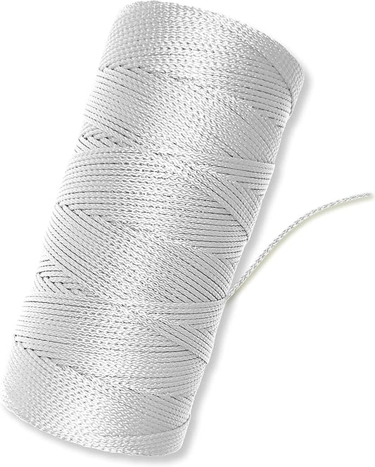 Bright White Mason Line String Line - #18 Braided Nylon String - 1,000 Ft Length - Nylon Twine for Gardening Or Masonry Tools - Construction String for String Level, Twine String for Gardening