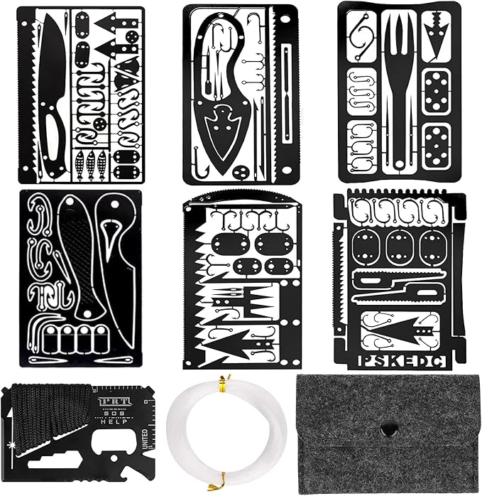 Survival Card Multitool Camping Fishing Tool with Fishing Line and Survival Credit Card Tools EDC Wallet Multifunctional Survival Tool for Outdoor Hunting Fishing Hiking