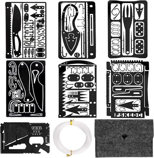 Survival Card Multitool Camping Fishing Tool with Fishing Line and Survival Credit Card Tools EDC Wallet Multifunctional Survival Tool for Outdoor Hunting Fishing Hiking