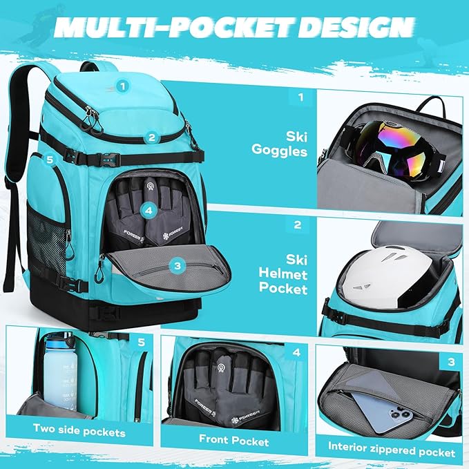Maelstrom Ski Boot Bag,55L Large Ski Boots Travel Backpack for Men Women,Waterproof Snowboard Boot Bag for Skis Accessories