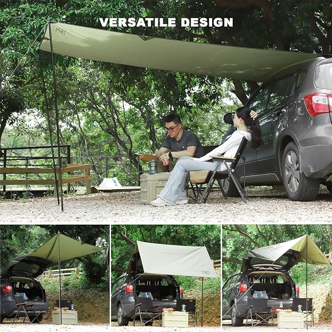 Portable Car Awning for SUV, 10 x 5.6 FT Van Truck Awning for Camping, Needn't Roof Rack Hardwares Waterproof UV50+