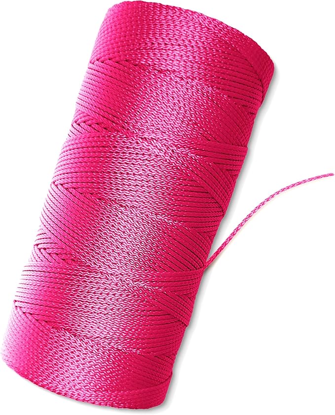 Pink Mason Line String Line - #18 Braided Nylon String - 1,000 Ft Length - Nylon Twine for Gardening Or Masonry Tools - Perfect Construction String for A String Level, Twine String for Gardening