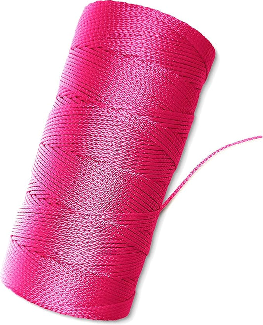 Pink Mason Line String Line - #18 Braided Nylon String - 1,000 Ft Length - Nylon Twine for Gardening Or Masonry Tools - Perfect Construction String for A String Level, Twine String for Gardening