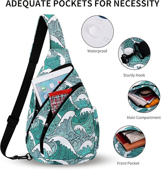 HUA ANGEL Crossbody Sling Bag for Men & Women Lightweight Waterproof Chest Shoulder Bag for Travel Hiking & Everyday Use