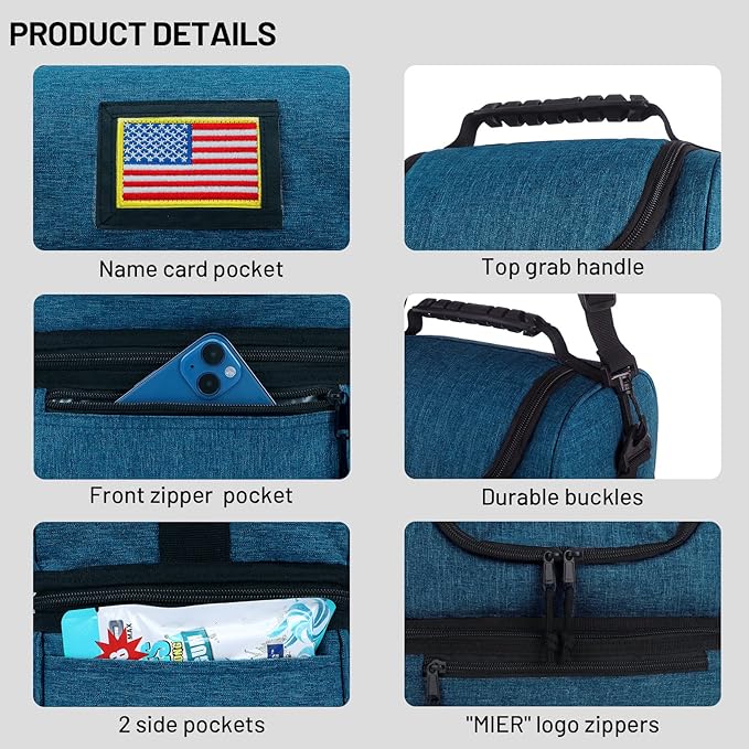 MIER Adult Lunch Box Insulated Lunch Bag Large Cooler Tote Bag for Men, Women, Double Deck Cooler (Teal Blue, Large)
