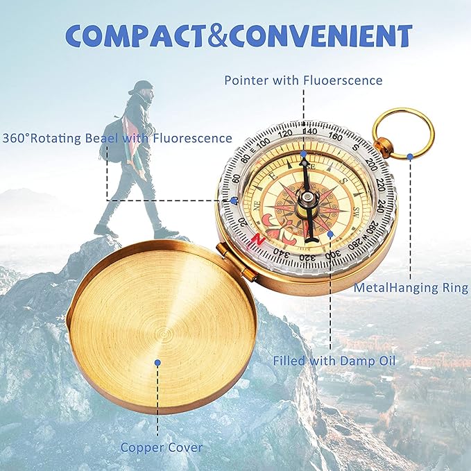 Posinly Advanced Orienteering Compass - Survival Whistle, Map Reading Field Compass for Camping, Hiking & Navigation, Great for Kids