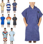COR Surf Poncho Changing Towel Robe with Hood and Front Pocket | Thick Quick Dry Microfiber Wetsuit Poncho Towel for Surfing Beach Pool Swim (Large, Cobalt)