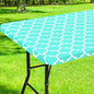 Smiry Rectangle Picnic Table Cover, Waterproof Elastic Fitted Camping Tablecloths for 4 Foot Tables, Wipeable Flannel Backed Vinyl Tablecloth Protector for Indoor, Outdoor (Teal, 24x48 Inches)