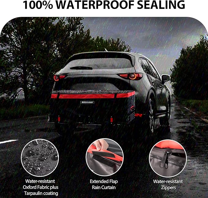 Rockland Soft Hitch Waterproof Cargo Carrier Bag, 14.5 cu. ft., 55" x 19" x 24", 100% Weather Resistant Storage with an Anti Theft Lock and 4 Safety Straps with Hooks for Cars, Trucks, SUVs