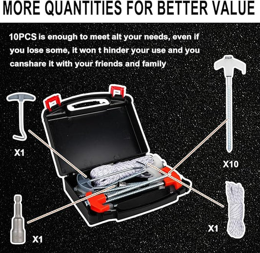 10PCS Camping Tent Stakes Heavy Duty,8 Inch Screw in Tent Stakes Heavy Duty,Nightglow Metal Tent Stakes,with Hex Head Driver,Nail Lifter,Ropes,White