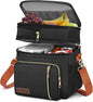 MIYCOO Lunch Bag & Lunch Box for Women Men Double Deck - Leakproof Insulated Soft Large Adult Lunch Cooler Bag for Work Black Orange