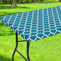 Smiry Rectangle Picnic Table Cover, Waterproof Elastic Fitted Camping Tablecloths for 5 Foot Tables, Wipeable Flannel Backed Vinyl Tablecloth Protector for Indoor, Outdoor (Turquoise, 36x60 Inches)