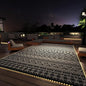 MontVoo-Outdoor Rug Carpet 8x10 ft for Patio RV Camping with Led Strip Lights Waterproof Plastic Straw Rug Reversible Portable Outside Indoor Outdoor Rug Mat for Patio Decor Balcony Picnic-Boho Rug