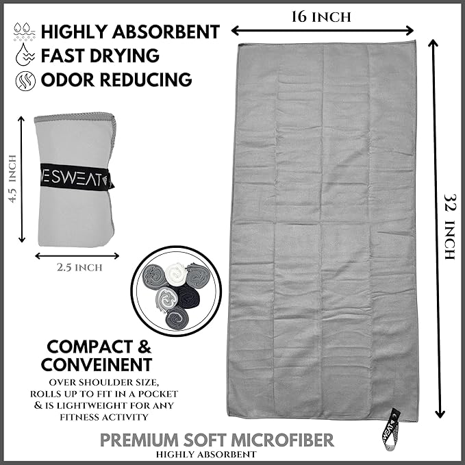 Microfiber Gym Towels for Sweat, Body, Soft and Absorbent Towels, Sweat Towel, Microfiber Bath Towels for Shower, Camping, Hiking, Gym, Exercise Fitness Gear