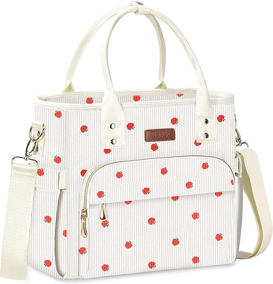 Lunch Bag Lunch Box Women - Leakproof Insulated Lunch Cooler Bag for Women - Large Lunch Tote Bags Adults, Corduroy Apple