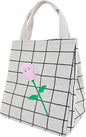 Lunch Bag Insulated Lunch Box for Women Men,Reusable Adult Lunch Tote Bags for Work or Travel (Pink Flower White)