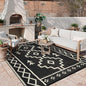 Uphome Outdoor Rugs 8x10 Waterproof, Reversible Black Boho RV Camping Rug, Patio Plastic Straw Outside Rug, Large Foldable Outdoor Mat Carpet for Backyard Deck Pool Balcony Picnic Beach, 8'x10'