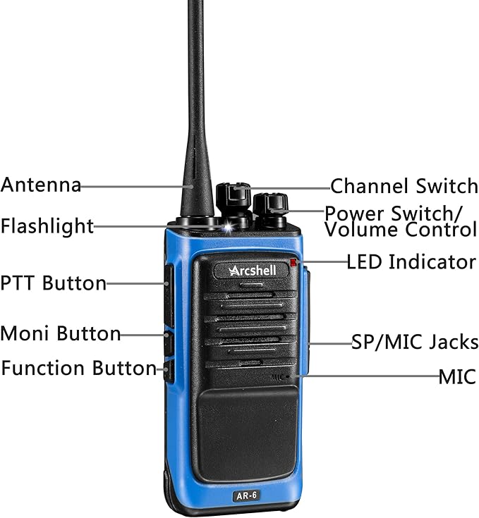 Rechargeable Long Range Two-Way Radios with Earpiece 2 Pack Walkie Talkies Li-ion Battery and Charger Included