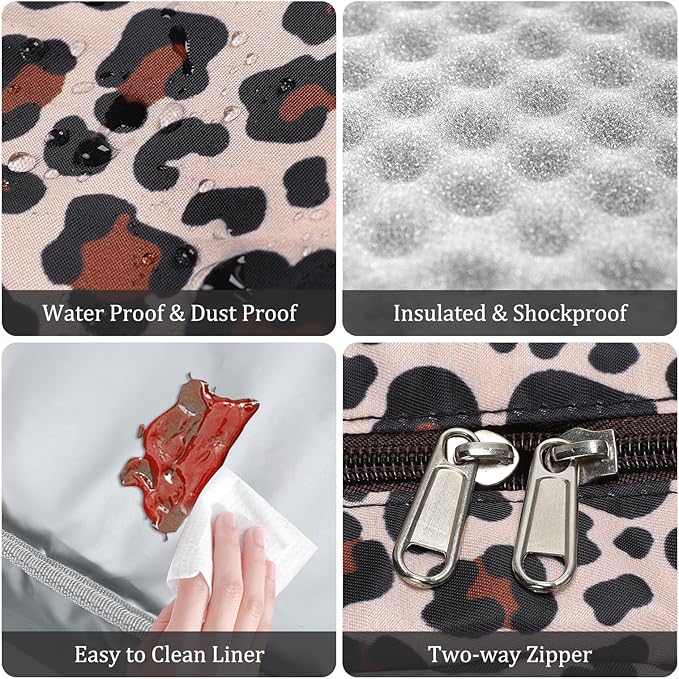 Lunch Bag for Women Men Large Insulated Reusable Lunch Box Girls Leopard Water Resistant Portable Cooler Tote Bag for Work Picnic