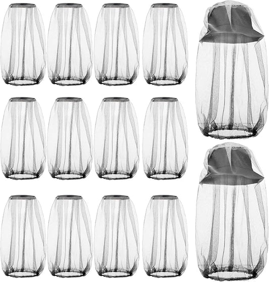 Funtery 12 Pcs Mosquito Head Mesh Face Fly Netting Hood Protecting Sun Fishing Hat with Net for Men Women