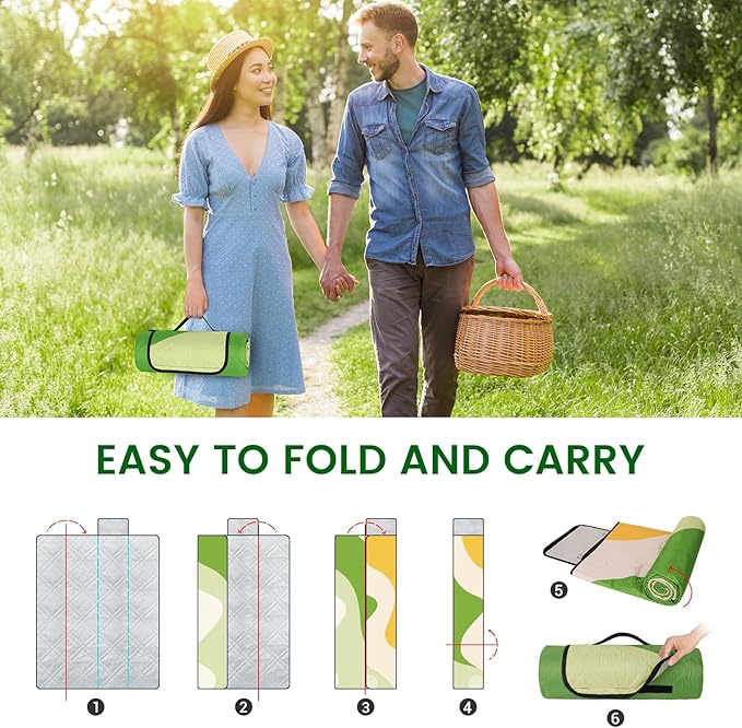 Picnic Blankets,80''x80'' Extra Large Picnic Blankets,Outdoor Picnic Blankets Waterproof Foldable for 6 to 8 Adults,Picnic Mat for Camping Beach Grass Lawn Park