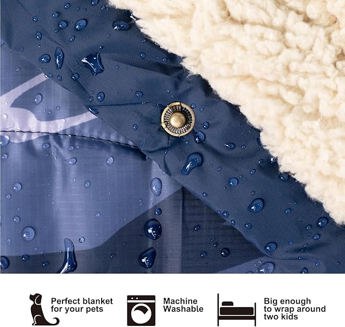Outdoor Camping Blanket with Sherpa Lining, Extra Warm Thick Camp Blankets & Puffy Ultralight Soft Poncho DWR Camping Quilt for Cold Weather, Adventure,Sleeping,Backpacking 56"x 40"