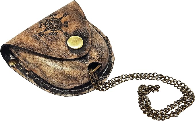 Brass Compass Nautical Pocket Backpacking Compass Leather Case Vintage Camping Hiking Direction Marine Graduation Confirmation Day Engravable for Men Quality Travel Accessory