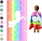 Microfiber Beach Towel for Kids - Thin and Large (30"x60")- Unicorn Pastel -Absorbent, quick dry, sand free, lightweight - toddler, girls, boys - For Sports, Pool, Picnic, Camping, Travel, Swim