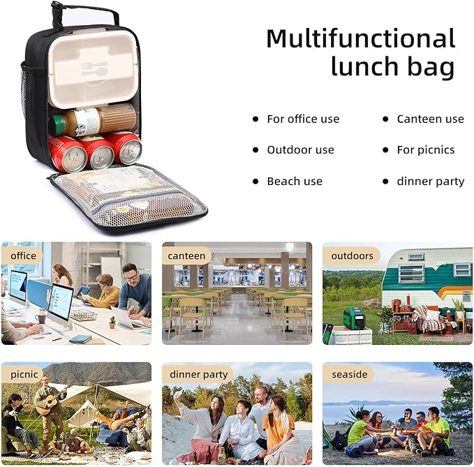 Lunch box Lunch bag for men women Insulated Lunchbox Lunch bags for Work Picnic Travel (Thicken dusty pink)