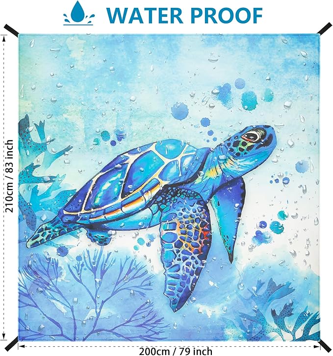 Beach Blanket, Sandproof Beach Mat, Waterproof Quick Drying Lightweight Outdoor Picnic Mat 79" X 83" for 2-4 Adults with Pocket for Travel, Camping, Hiking