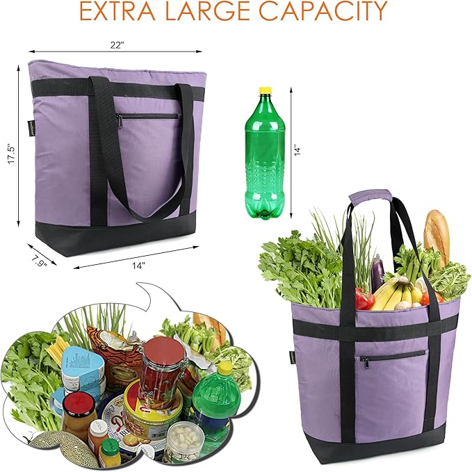 BeeGreen Insulated Cooler Bag Leakproof Freezer Shopping Tote for Groceries Thermal Food Delivery Bag