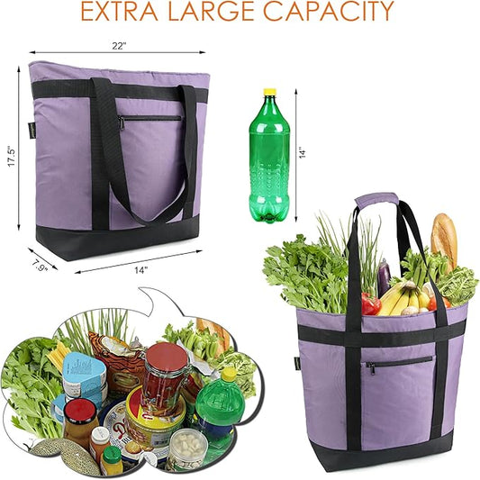 BeeGreen Insulated Cooler Bag Leakproof Freezer Shopping Tote for Groceries Thermal Food Delivery Bag