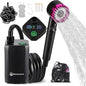 Upgrade Portable Camping Shower, 6000mAh Rechargeable Electric Shower Pump with Intelligent Digital Display Multiple Spray Modes Filtered Shower Head with Handheld for Outdoor Hiking, Travel