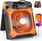 Solar Camping Fan with LED Lantern, 20000mAh Rechargeable Battery Powered with 10W Solar Panel, Quiet Battery Operated Tent Fan for Picnic, Barbecue, Fishing, Travel
