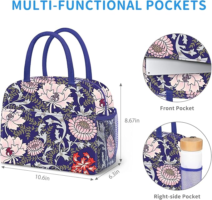 Lunch Bag Lunch Box for Women Men Reusable Insulated Lunch Tote Bag,Leakproof Thermal Cooler Sack Food Handbags Case High Capacity for Travel Work Picnic Beach,Orchid